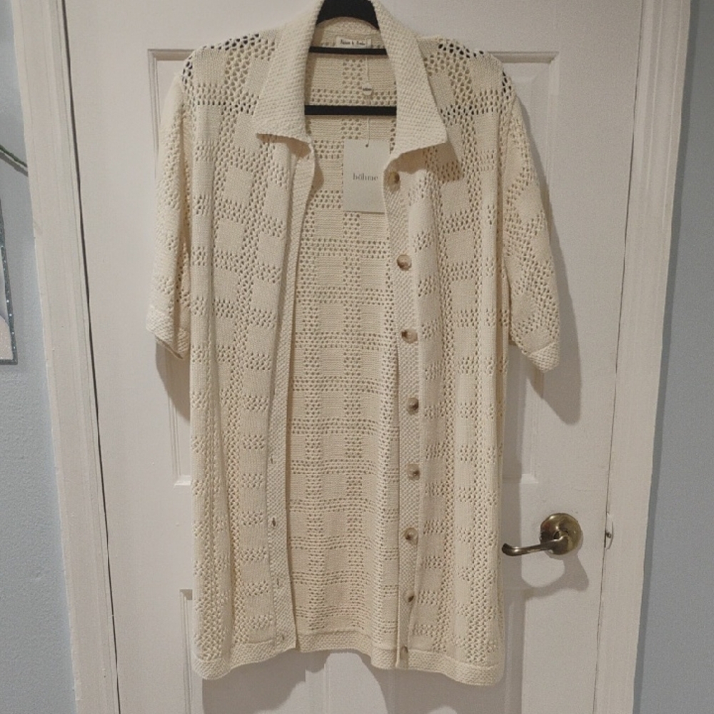Elegant Cream Open-Knit Cardigan
